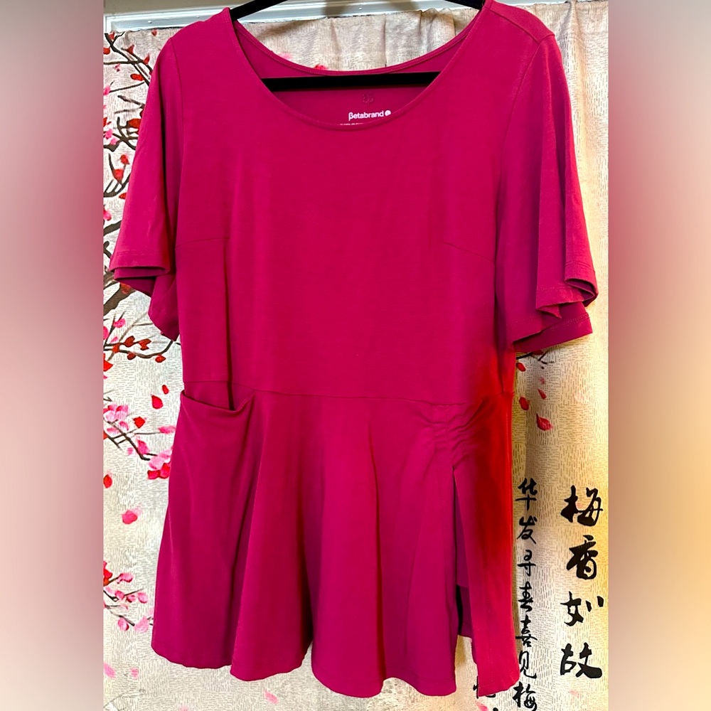 Betabrand Top Erin Peplum Top Pink